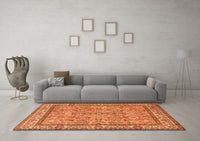 Machine Washable Persian Orange Traditional Rug, wshtr3488org