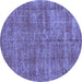 Round Persian Blue Traditional Rug, tr3489blu
