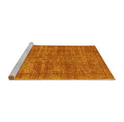 Sideview of Machine Washable Persian Yellow Traditional Rug, wshtr3489yw