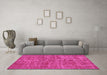 Machine Washable Persian Pink Traditional Rug in a Living Room, wshtr3489pnk