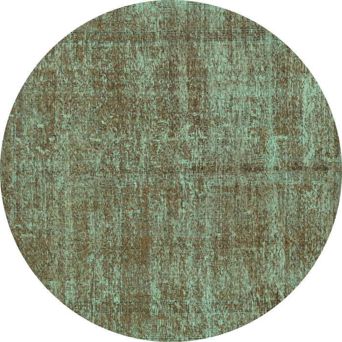 Round Machine Washable Persian Turquoise Traditional Area Rugs, wshtr3489turq
