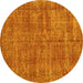 Round Persian Yellow Traditional Rug, tr3489yw