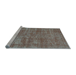 Sideview of Machine Washable Persian Light Blue Traditional Rug, wshtr3489lblu