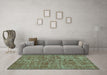 Machine Washable Persian Turquoise Traditional Area Rugs in a Living Room,, wshtr3489turq