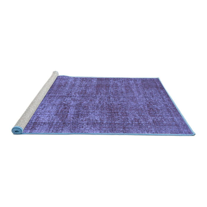 Sideview of Machine Washable Persian Blue Traditional Rug, wshtr3489blu