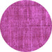 Round Persian Purple Traditional Rug, tr3489pur