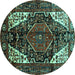 Round Persian Turquoise Traditional Rug, tr348turq