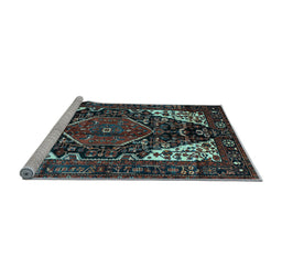 Sideview of Machine Washable Persian Light Blue Traditional Rug, wshtr348lblu