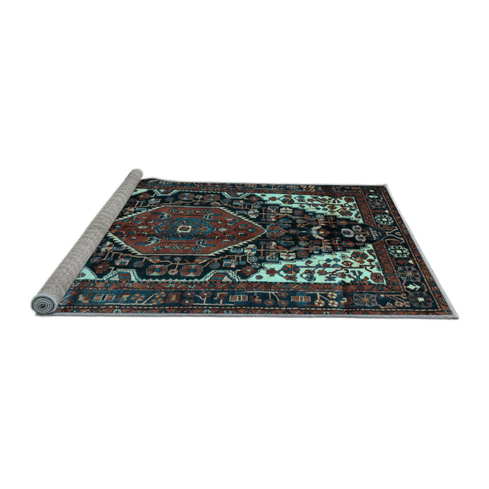 Sideview of Machine Washable Persian Light Blue Traditional Rug, wshtr348lblu