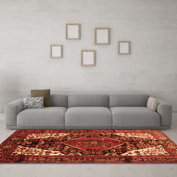 Machine Washable Persian Orange Traditional Area Rugs in a Living Room, wshtr348org