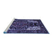 Sideview of Machine Washable Persian Blue Traditional Rug, wshtr348blu