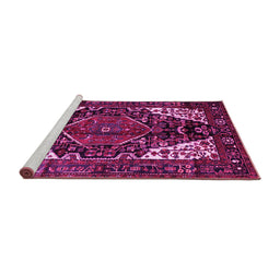 Sideview of Machine Washable Persian Pink Traditional Rug, wshtr348pnk