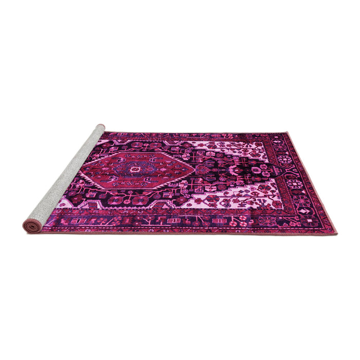 Sideview of Machine Washable Persian Pink Traditional Rug, wshtr348pnk