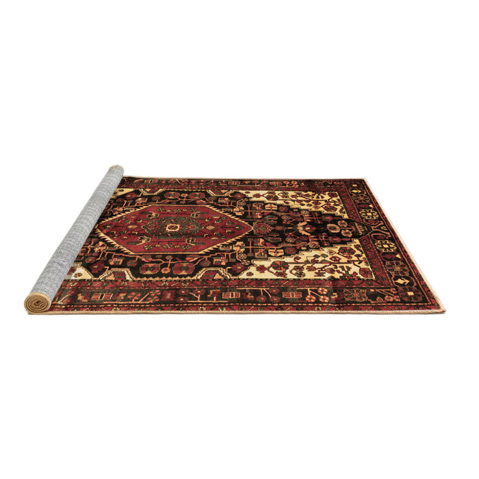 Sideview of Machine Washable Persian Brown Traditional Rug, wshtr348brn