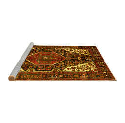 Sideview of Machine Washable Persian Yellow Traditional Rug, wshtr348yw