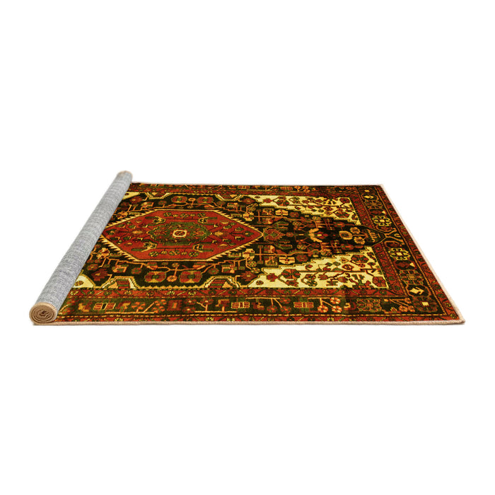 Sideview of Machine Washable Persian Yellow Traditional Rug, wshtr348yw