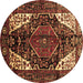 Round Machine Washable Persian Brown Traditional Rug, wshtr348brn