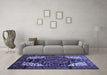 Machine Washable Persian Blue Traditional Rug in a Living Room, wshtr348blu