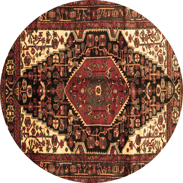 Round Persian Brown Traditional Rug, tr348brn