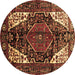 Round Persian Brown Traditional Rug, tr348brn