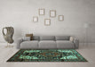 Machine Washable Persian Turquoise Traditional Area Rugs in a Living Room,, wshtr348turq