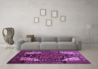 Machine Washable Persian Purple Traditional Rug, wshtr348pur