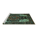 Sideview of Machine Washable Persian Turquoise Traditional Area Rugs, wshtr348turq