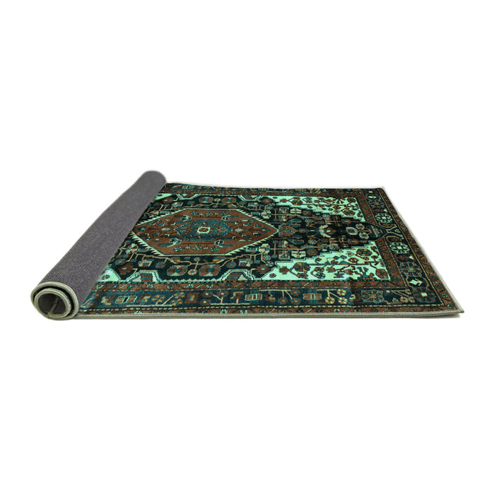 Sideview of Persian Turquoise Traditional Rug, tr348turq