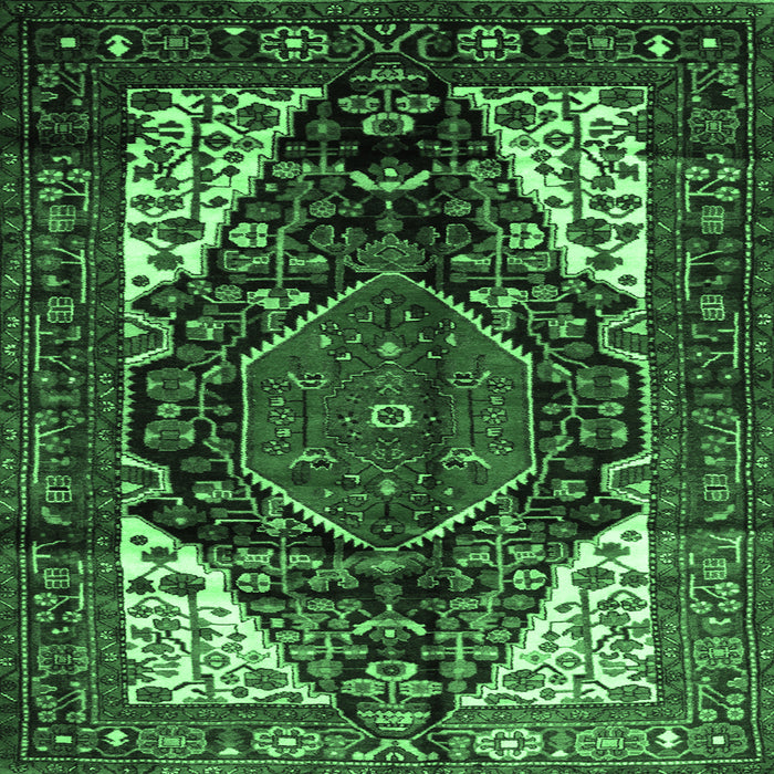 Square Machine Washable Persian Emerald Green Traditional Area Rugs, wshtr348emgrn