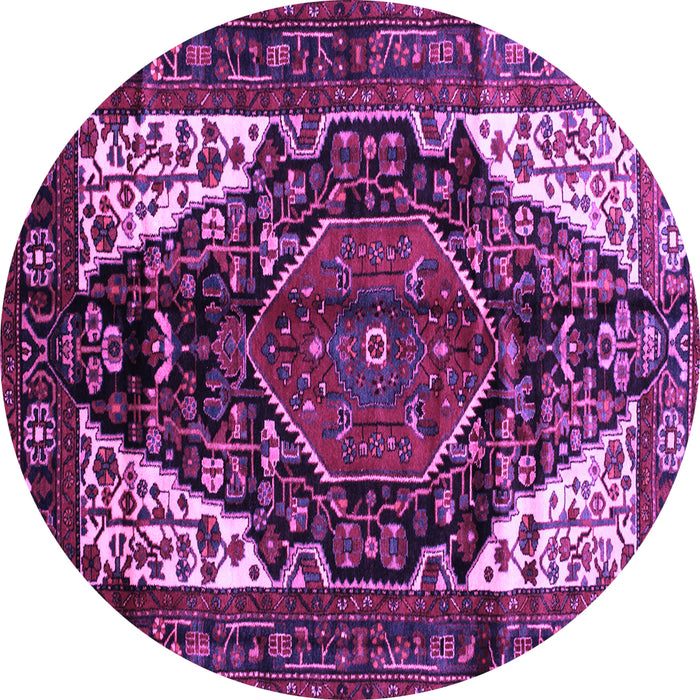 Round Persian Purple Traditional Rug, tr348pur