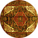 Round Persian Yellow Traditional Rug, tr348yw