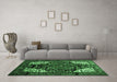 Machine Washable Persian Emerald Green Traditional Area Rugs in a Living Room,, wshtr348emgrn