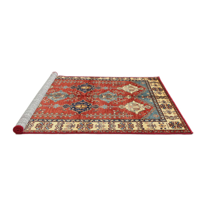 Sideview of Machine Washable Traditional Brown Green Rug, wshtr349
