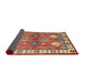 Sideview of Traditional Brownish Green Geometric Rug, tr349