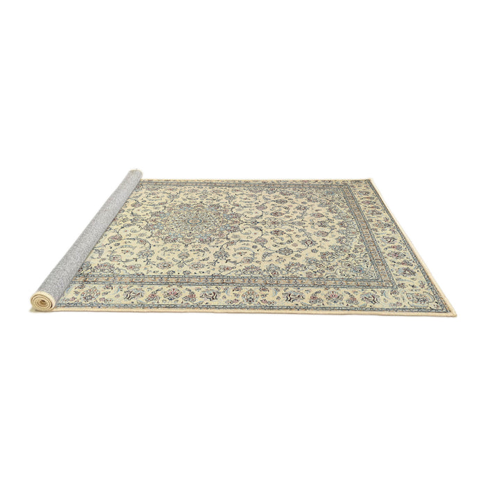 Sideview of Machine Washable Traditional Vanilla Gold Rug, wshtr3490