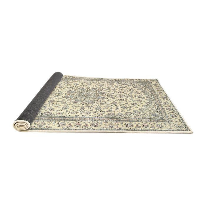 Sideview of Traditional Vanilla Gold Medallion Rug, tr3490