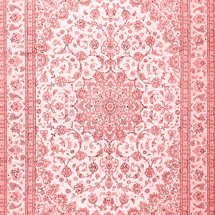 Machine Washable Medallion Red Traditional Rug, wshtr3490red