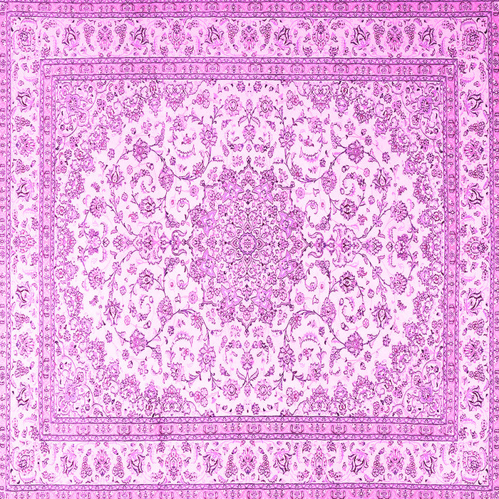 Square Machine Washable Medallion Pink Traditional Rug, wshtr3490pnk