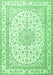 Machine Washable Medallion Emerald Green Traditional Area Rugs, wshtr3490emgrn