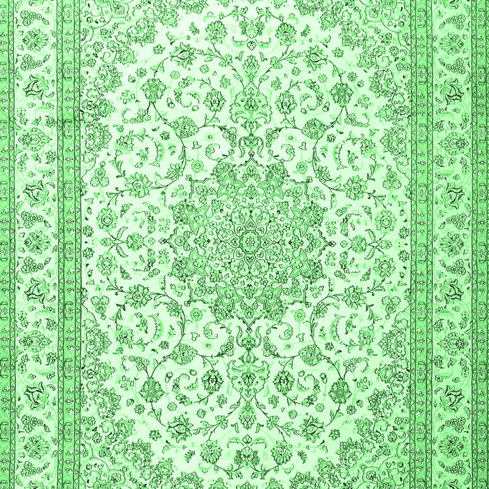 Machine Washable Medallion Emerald Green Traditional Area Rugs, wshtr3490emgrn