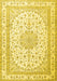 Machine Washable Medallion Yellow Traditional Rug, wshtr3490yw