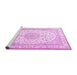 Sideview of Machine Washable Medallion Pink Traditional Rug, wshtr3490pnk