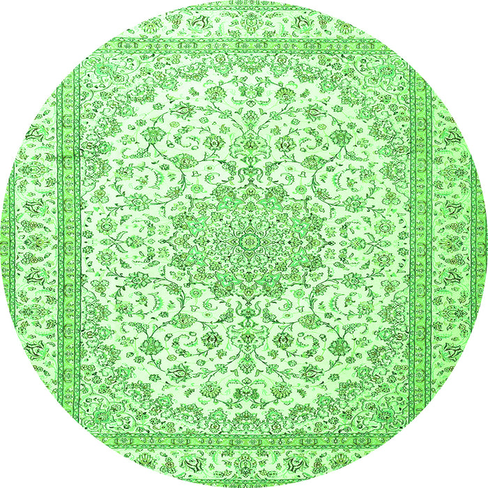 Machine Washable Medallion Green Traditional Area Rugs, wshtr3490grn