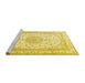 Sideview of Machine Washable Medallion Yellow Traditional Rug, wshtr3490yw