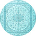 Round Medallion Light Blue Traditional Rug, tr3490lblu