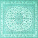 Square Medallion Turquoise Traditional Rug, tr3490turq