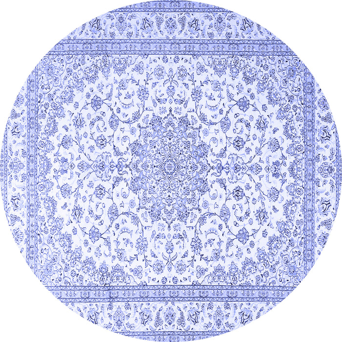 Round Medallion Blue Traditional Rug, tr3490blu