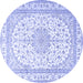 Round Medallion Blue Traditional Rug, tr3490blu