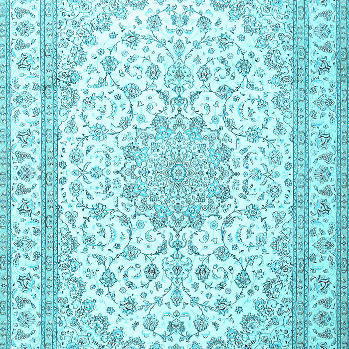 Machine Washable Medallion Light Blue Traditional Rug, wshtr3490lblu