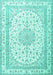 Machine Washable Medallion Turquoise Traditional Area Rugs, wshtr3490turq